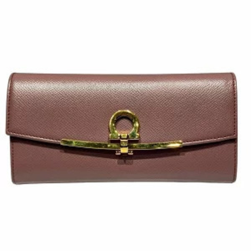 Salvatore Ferragamo Gancini Leather Long Wallet